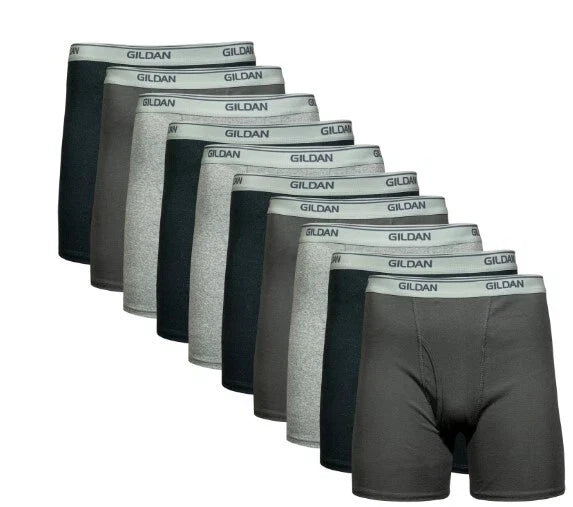 GILDAN MENS 10 PK BOXER BRIEFS COMFORT WAISTBAND BREATHABLE COTTON