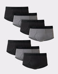 Brief 7 Pack Ultimate Men TAGLESS No Ride Up Comfort Flex Waist Black/Grey