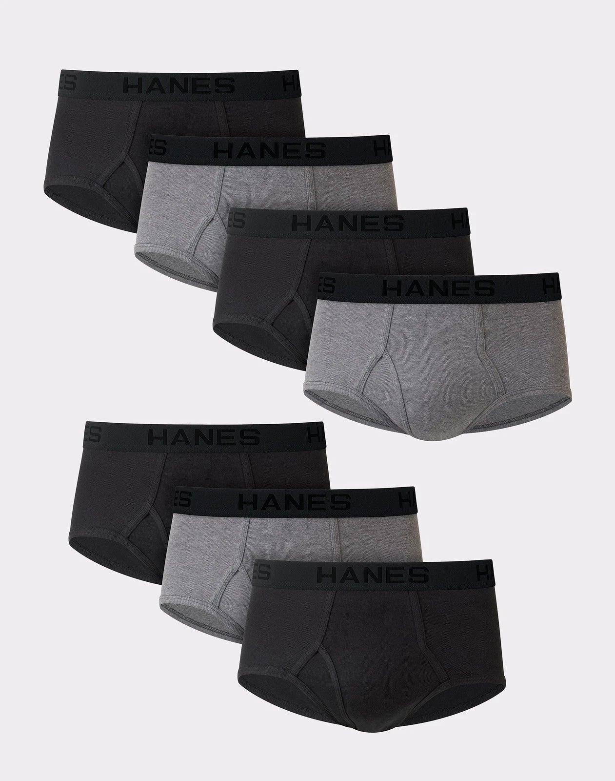 Brief 7 Pack Ultimate Men TAGLESS No Ride Up Comfort Flex Waist Black/Grey