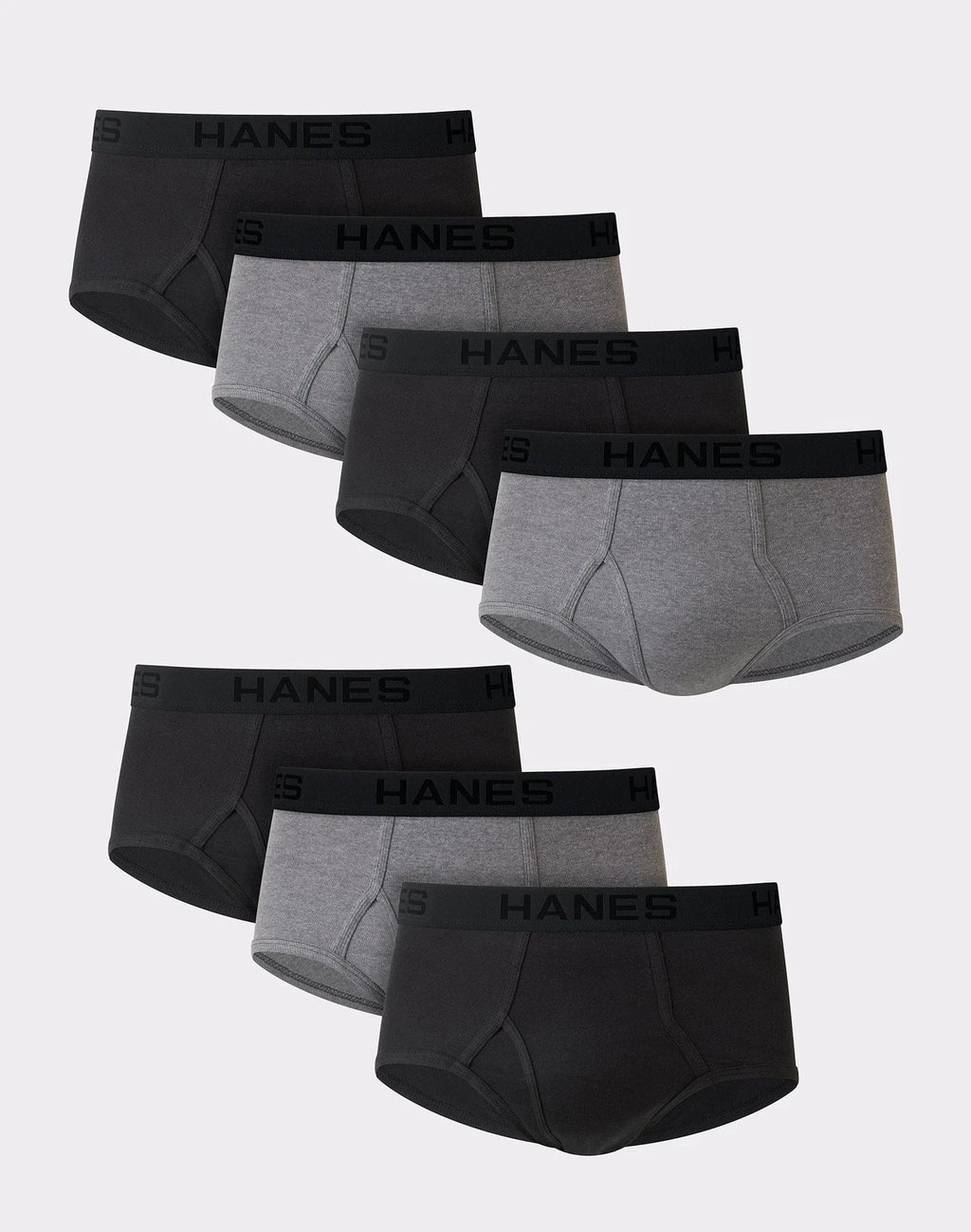 Brief 7 Pack Ultimate Men TAGLESS No Ride Up Comfort Flex Waist Black/Grey